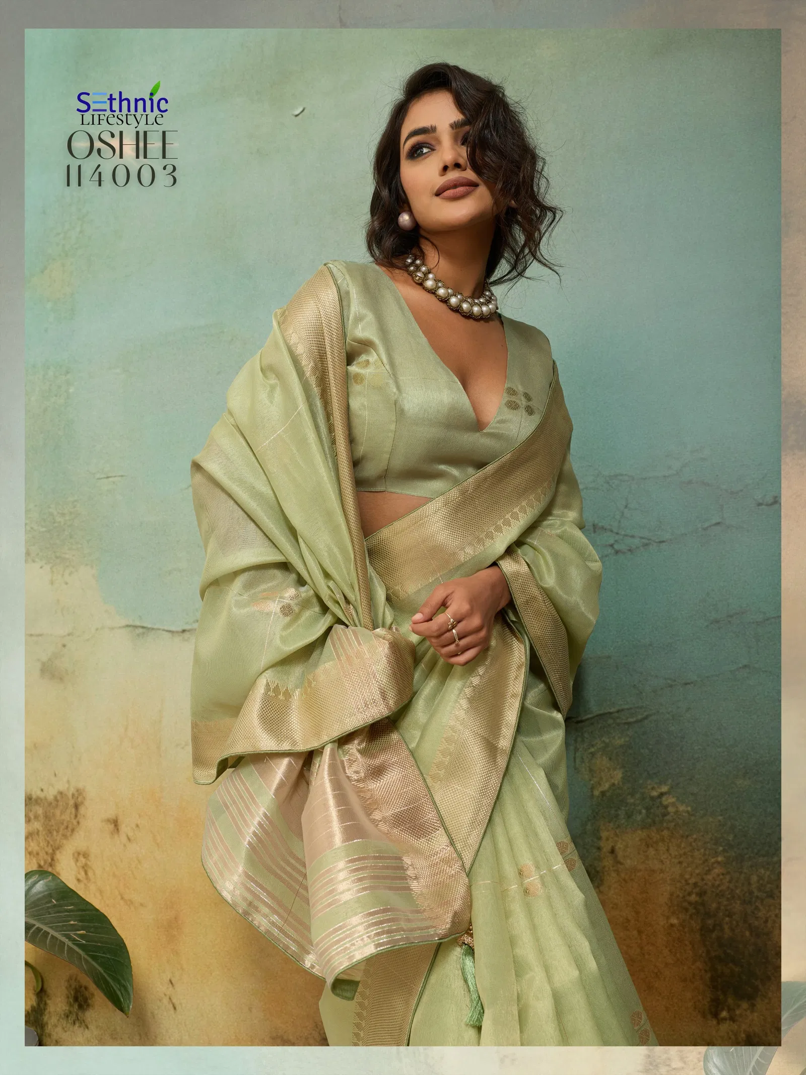 Sethnic Oshee Vibe Tissue Linen Zari Woven Festival Wear Saree Collection