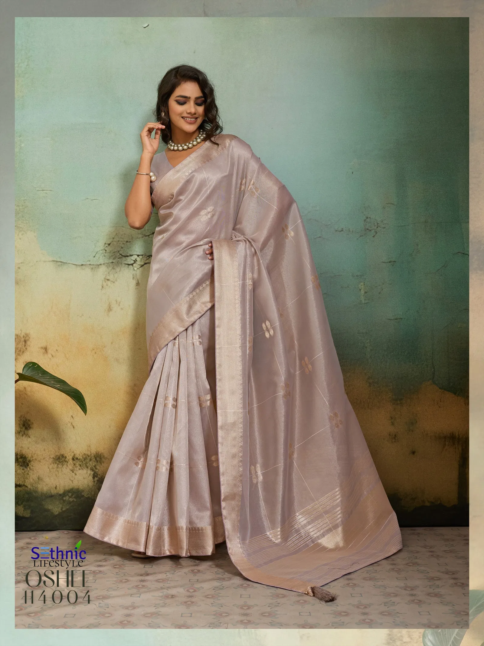 Sethnic Oshee Vibe Tissue Linen Zari Woven Festival Wear Saree Collection
