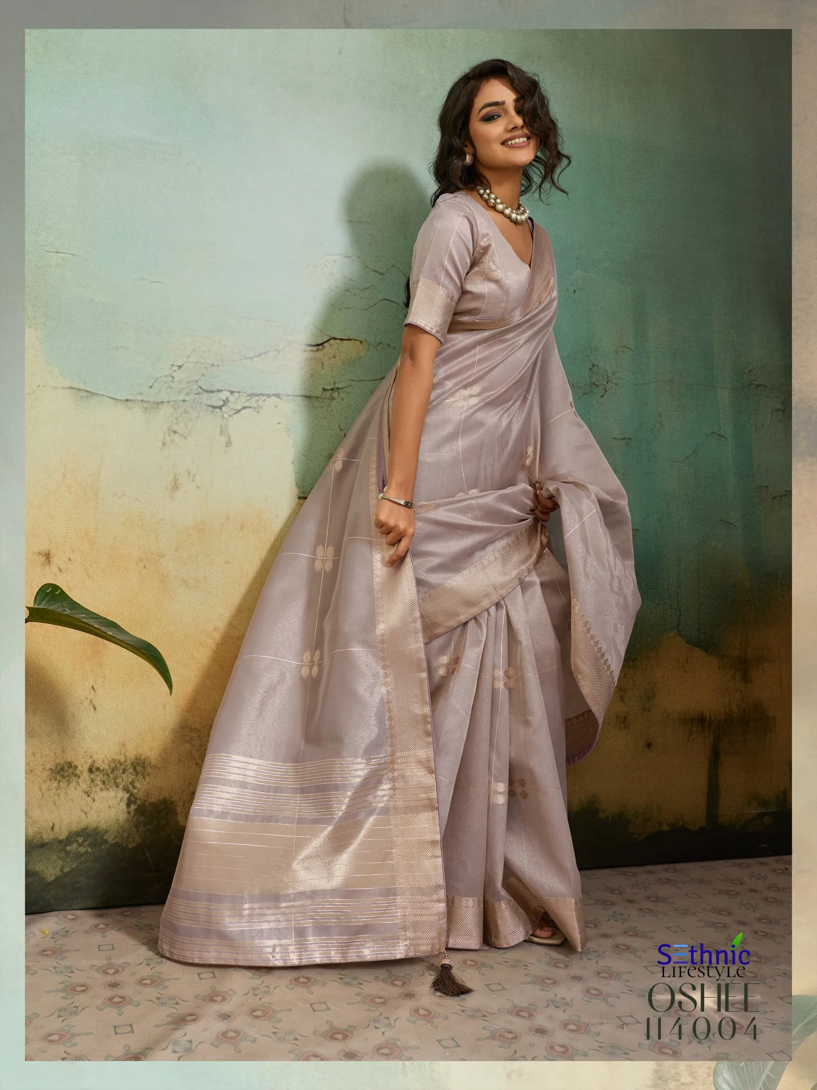 Sethnic Oshee Vibe Tissue Linen Zari Woven Festival Wear Saree Collection