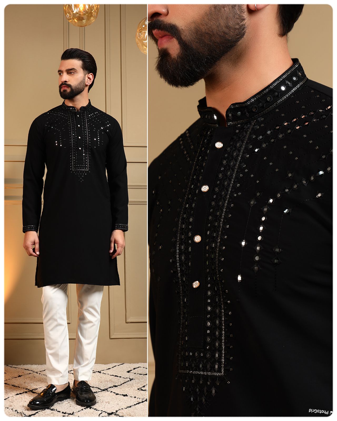 Lekha LI Utsav 15 Armaani Lachko Heavy Embroidery Sequins Work Mens Kurta Pajama