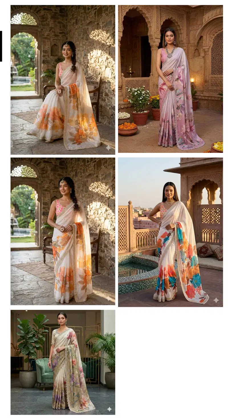 Kc 909 Satin Georgette With Hand Print Designer Saree