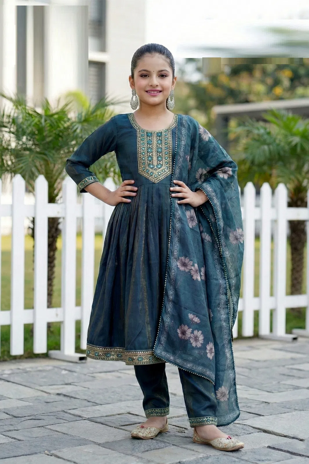 Yashi 9834 And 9836 Roman Simmer Kids Wear Kurti Set Collection