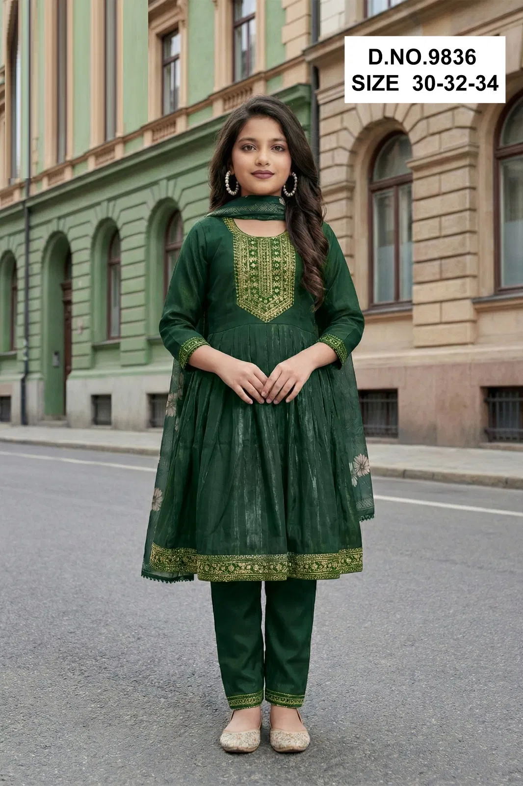 Yashi 9834 And 9836 Roman Simmer Kids Wear Kurti Set Collection