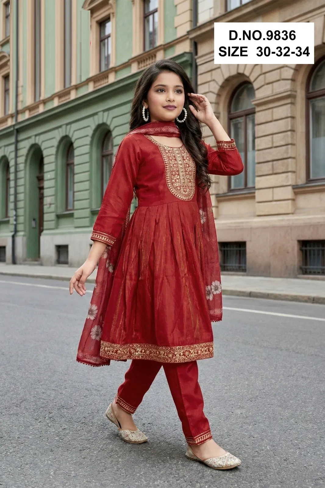 Yashi 9834 And 9836 Roman Simmer Kids Wear Kurti Set Collection