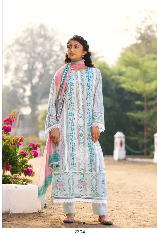 Kimora Dehleez Lawn Cotton Digital Print Embroidery Salwar Kameez