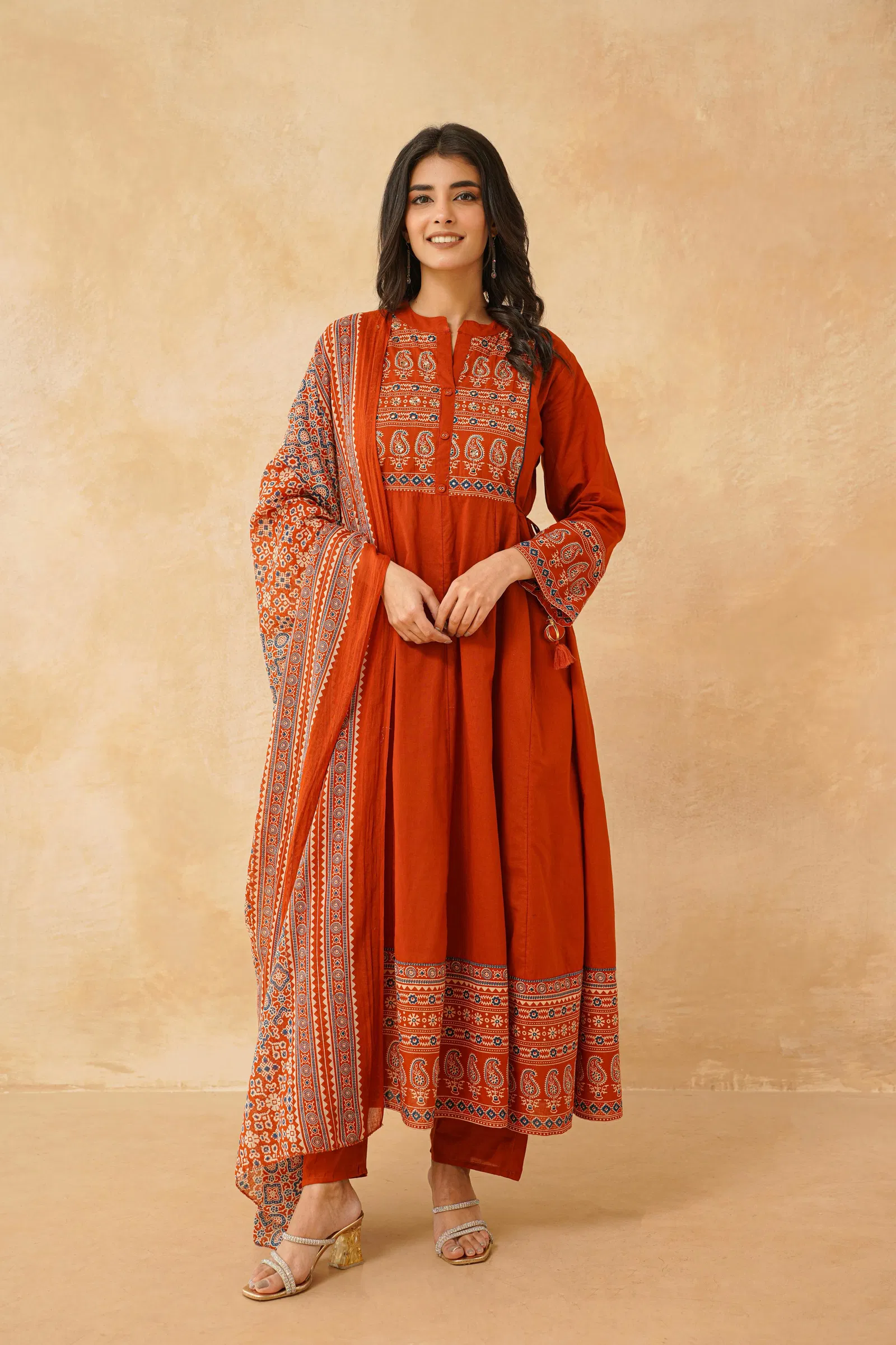 Naisha K 725 Cotton Festival Wear Kurti Pant And Dupatta Collection