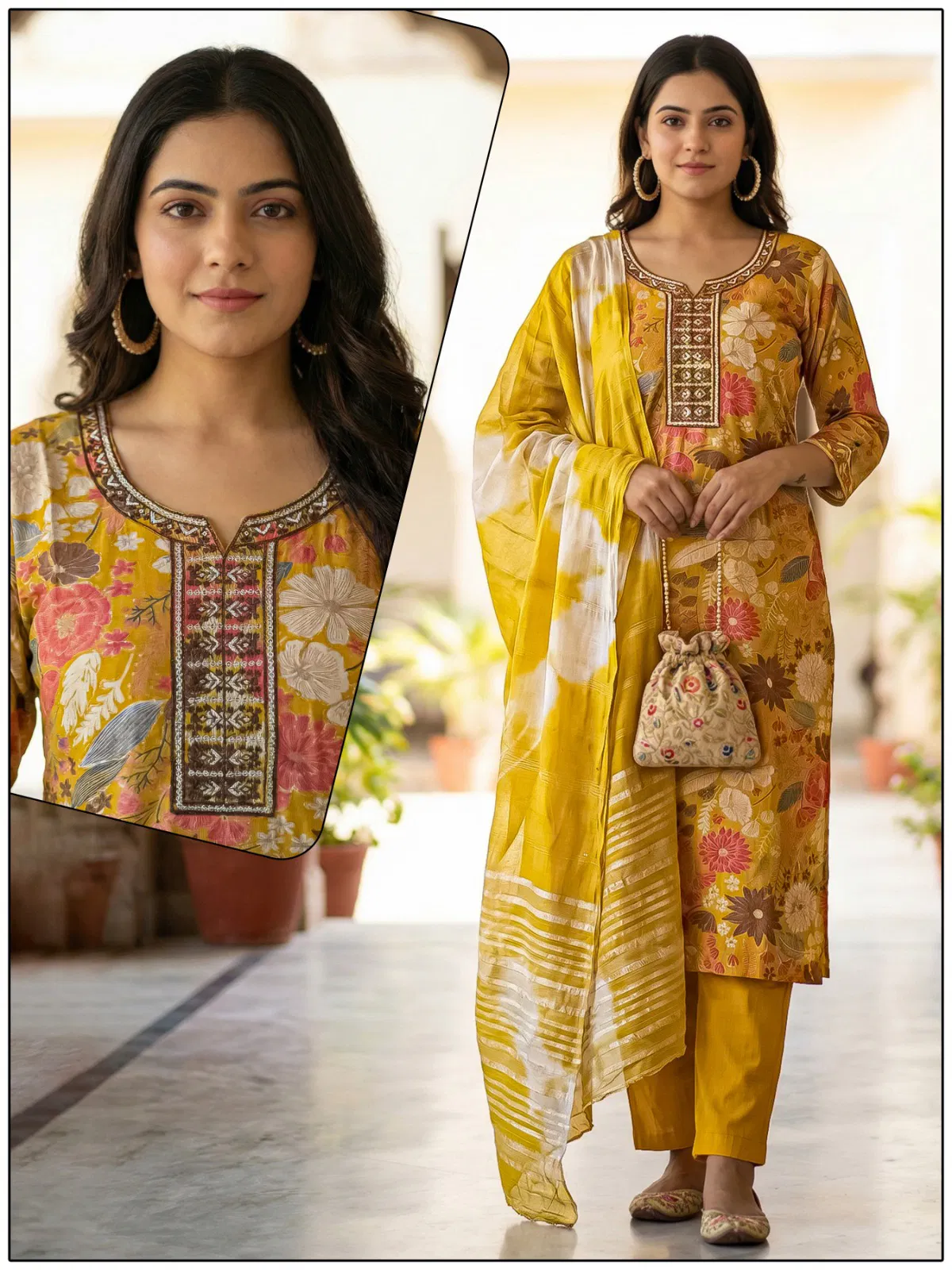 Naisha K 724 Vertican Discharge Print Kurti Pant And Dupatta Collection