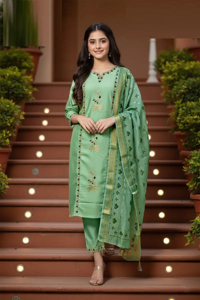Nidhisha 9761 And 9762 Vatican Silk Kurti Pant With Dupatta