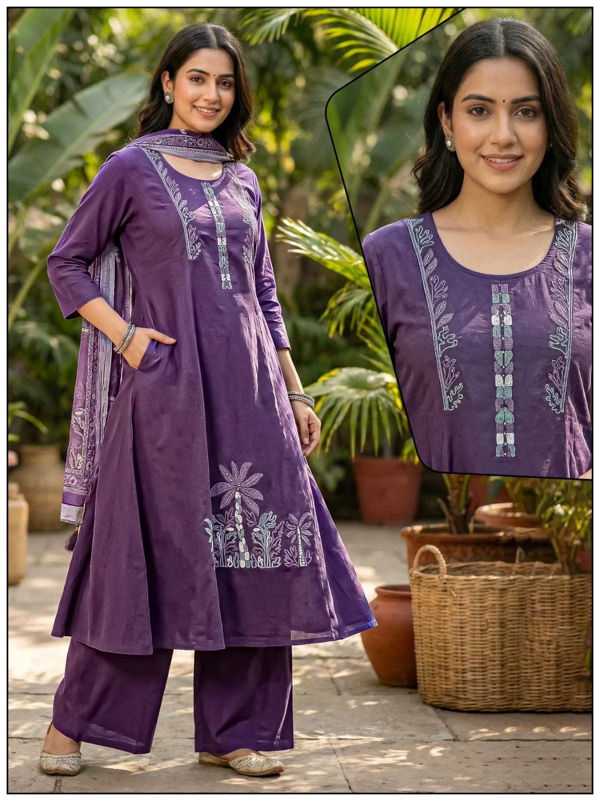Naisha K 732 Cotton With Work Festival Wear Kurti Pant And Dupatta Collection