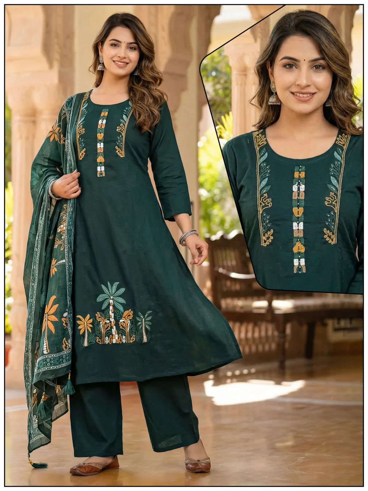 Naisha K 732 Cotton With Work Festival Wear Kurti Pant And Dupatta Collection