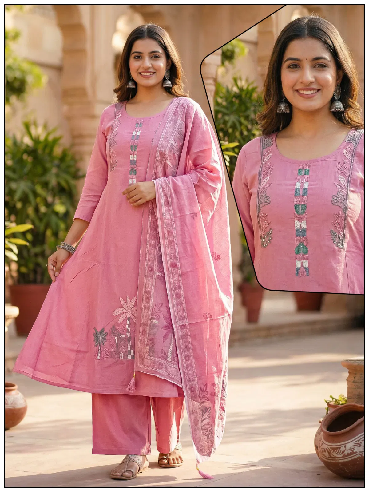 Naisha K 732 Cotton With Work Festival Wear Kurti Pant And Dupatta Collection