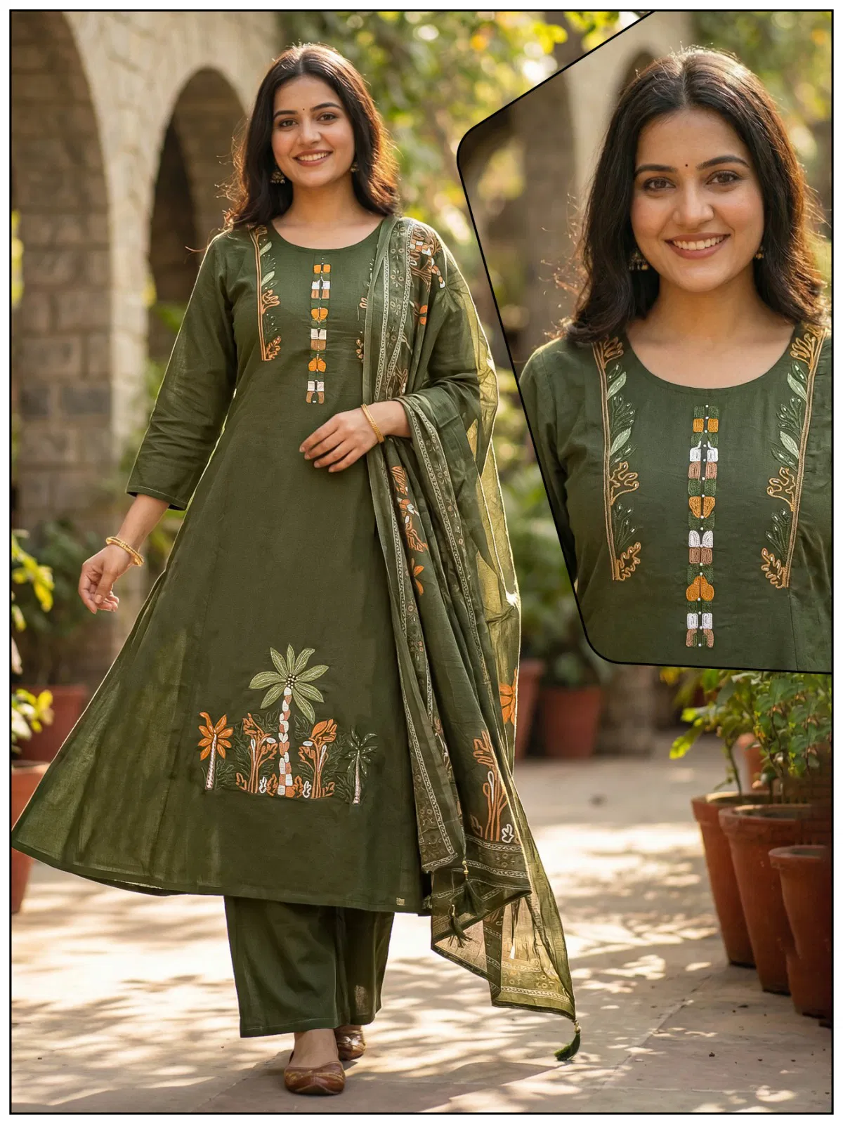 Naisha K 732 Cotton With Work Festival Wear Kurti Pant And Dupatta Collection
