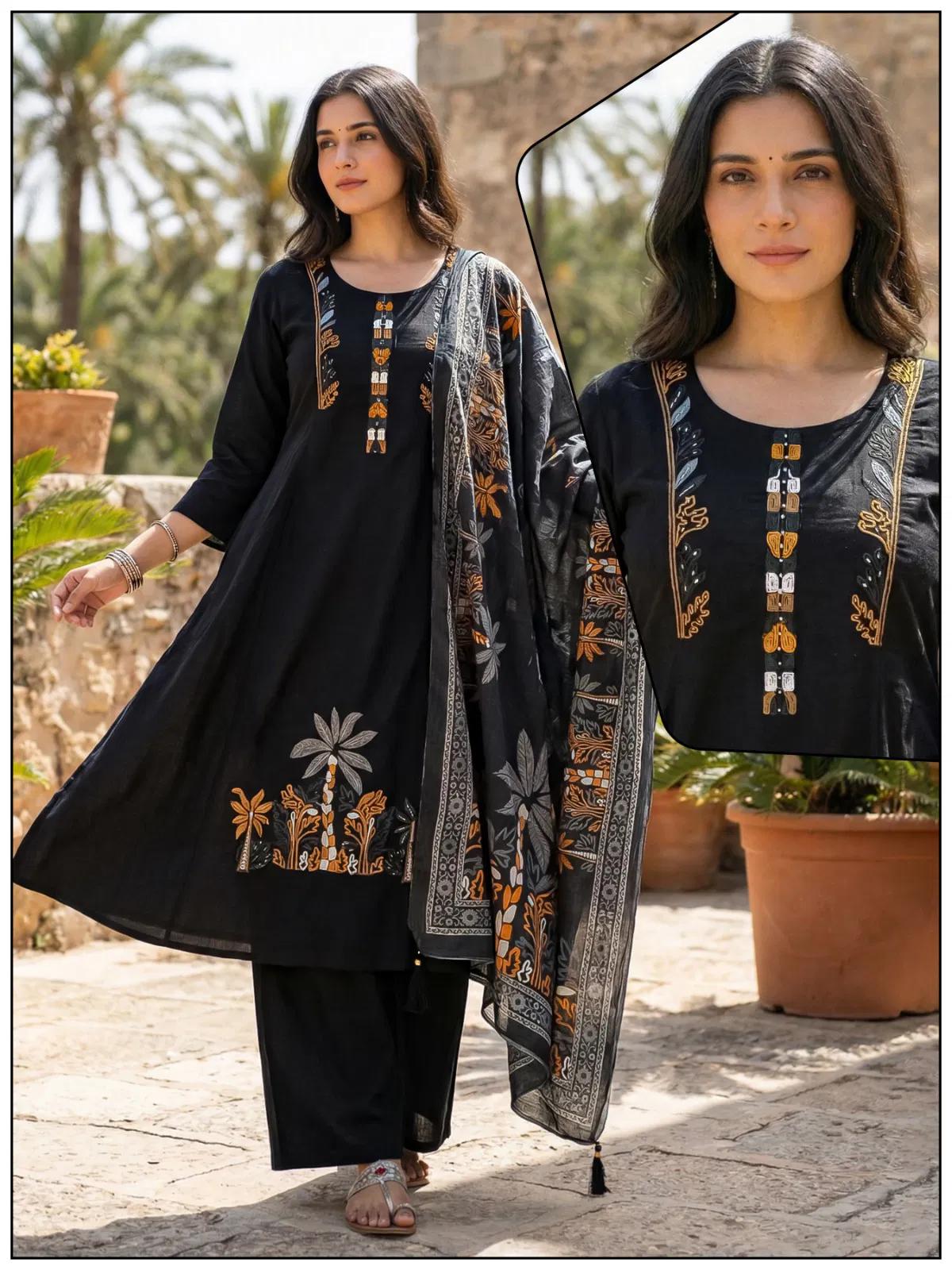 Naisha K 732 Cotton With Work Festival Wear Kurti Pant And Dupatta Collection