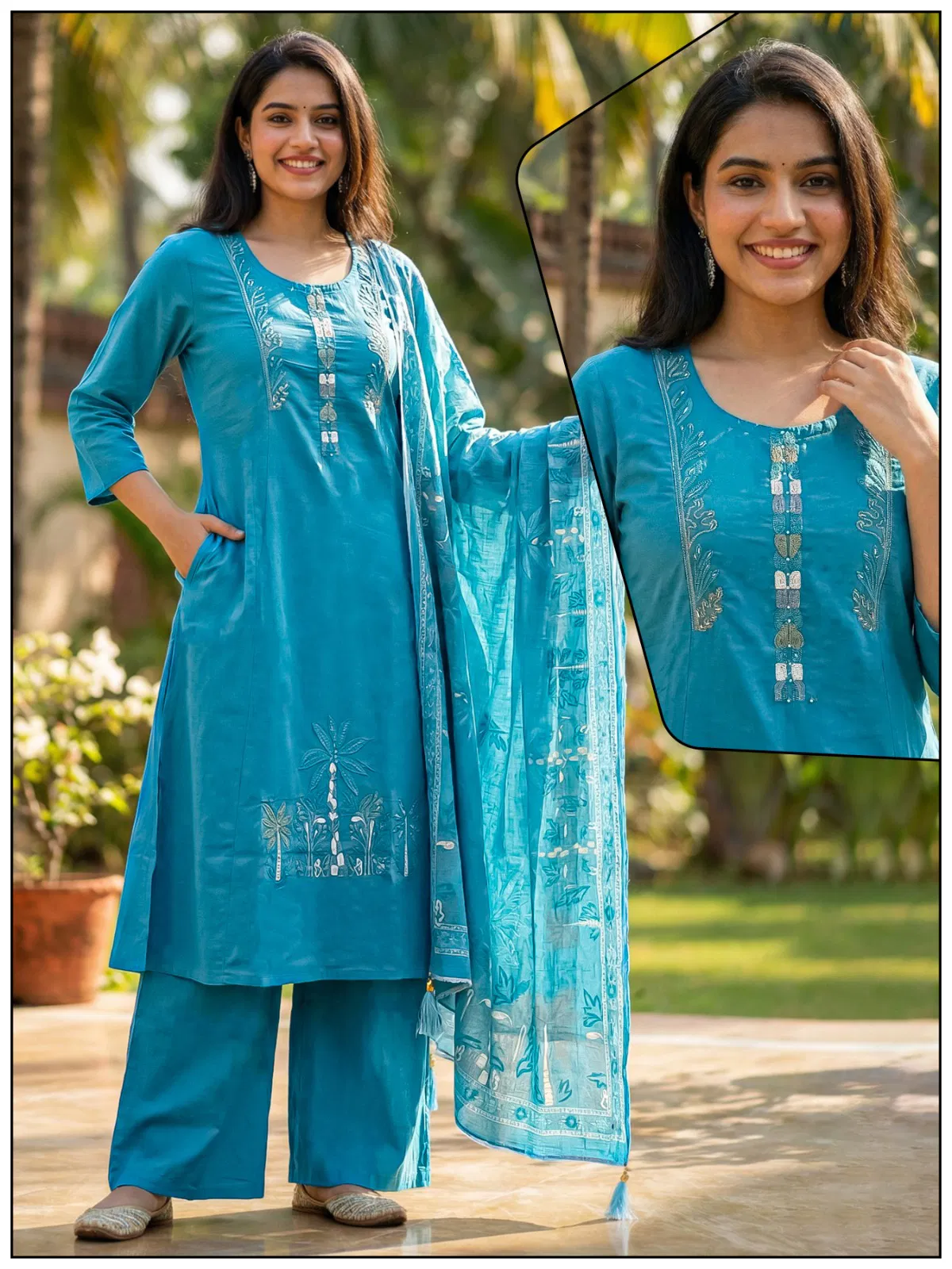 Naisha K 732 Cotton With Work Festival Wear Kurti Pant And Dupatta Collection