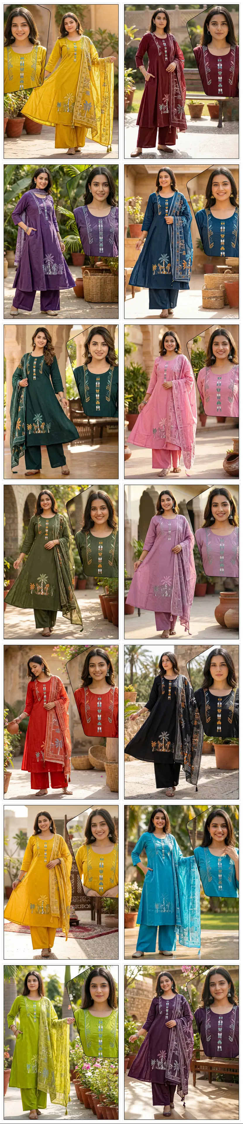 Naisha K 732 Cotton With Work Festival Wear Kurti Pant And Dupatta Collection