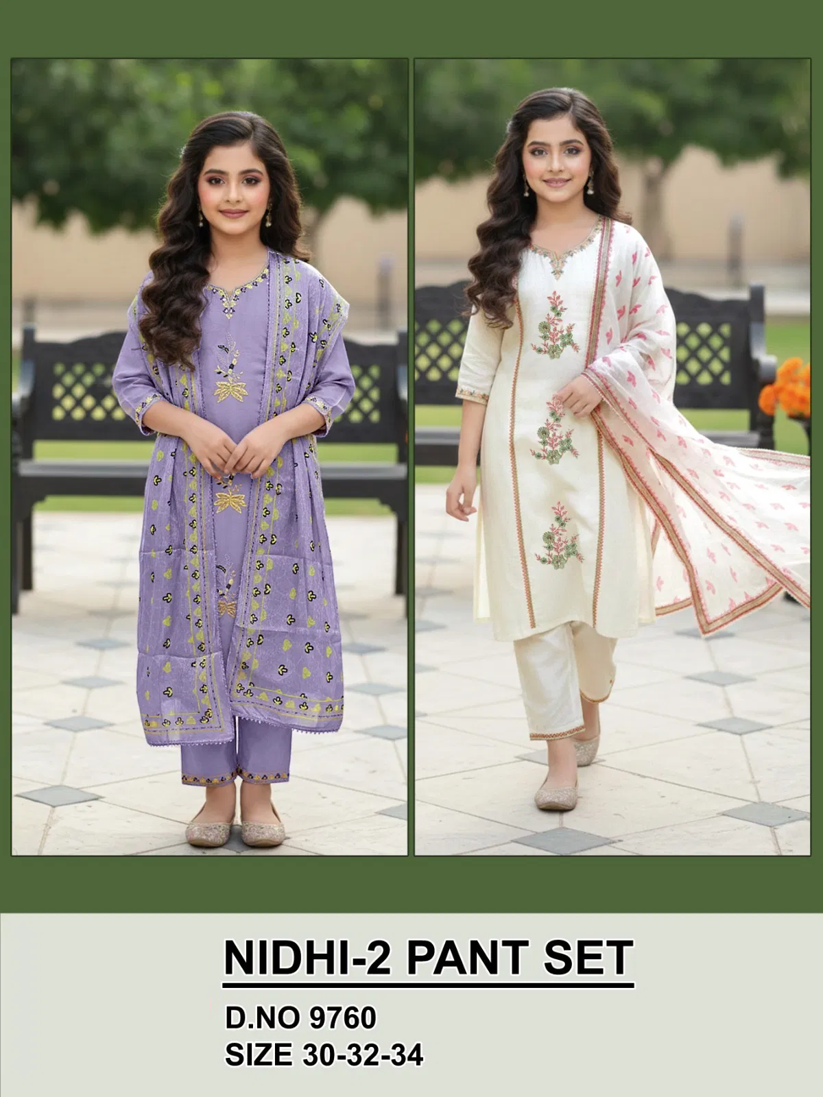 Nidhi 9759 And 9760 Vatican Silk Kids Wear Kurti Pant With Dupatta