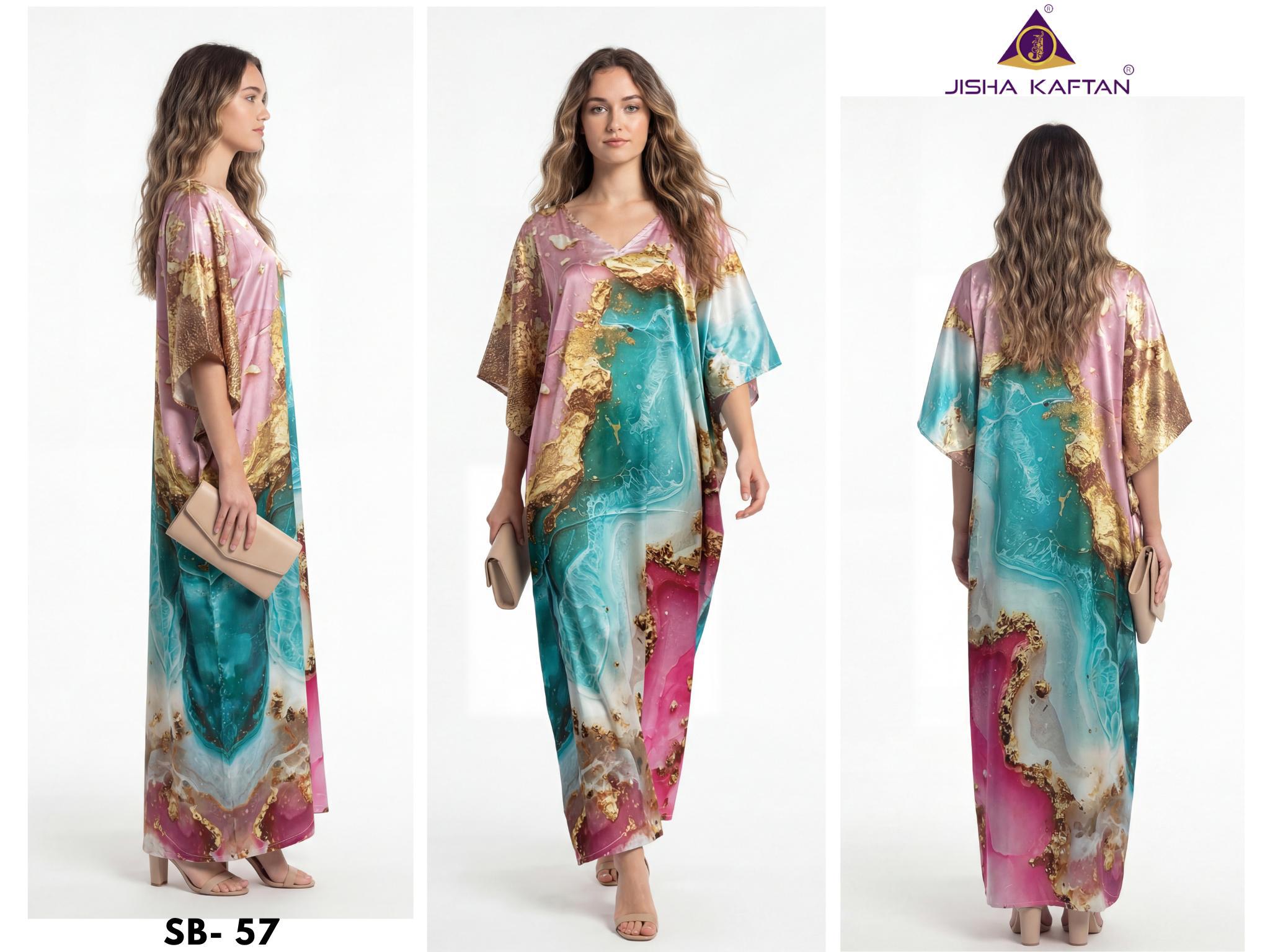 Jisha Satin Breeze Vol 8 Japan Satin Digital Printed Kaftan