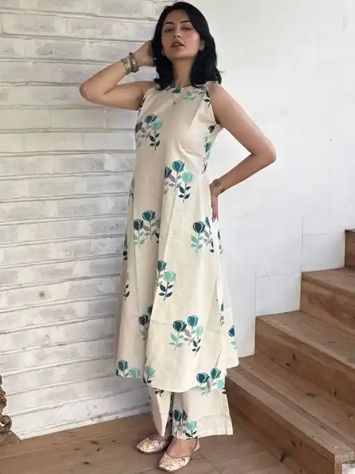 Dhruvi 412 Cotton Both Side Pocket Kurti With Bottom