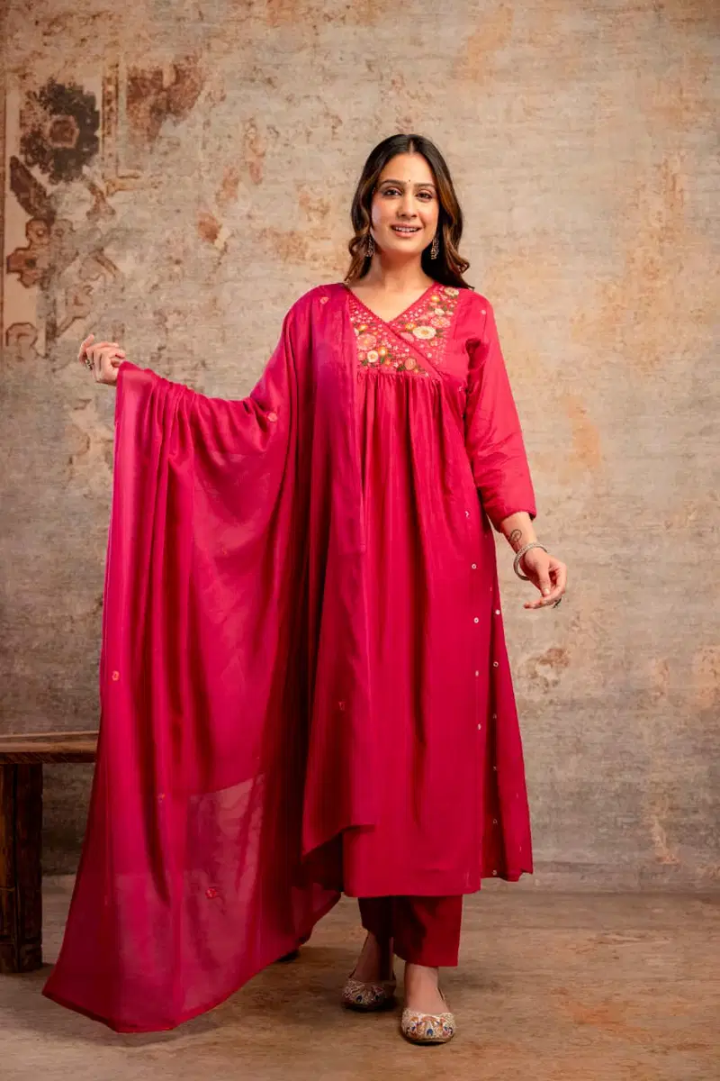 Naisha K 729 Mul Cotton Embroidered Work Kurti Pant And Dupatta Collection