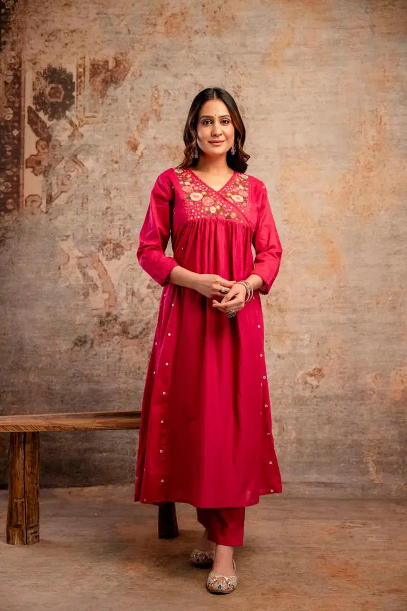 Naisha K 729 Mul Cotton Embroidered Work Kurti Pant And Dupatta Collection