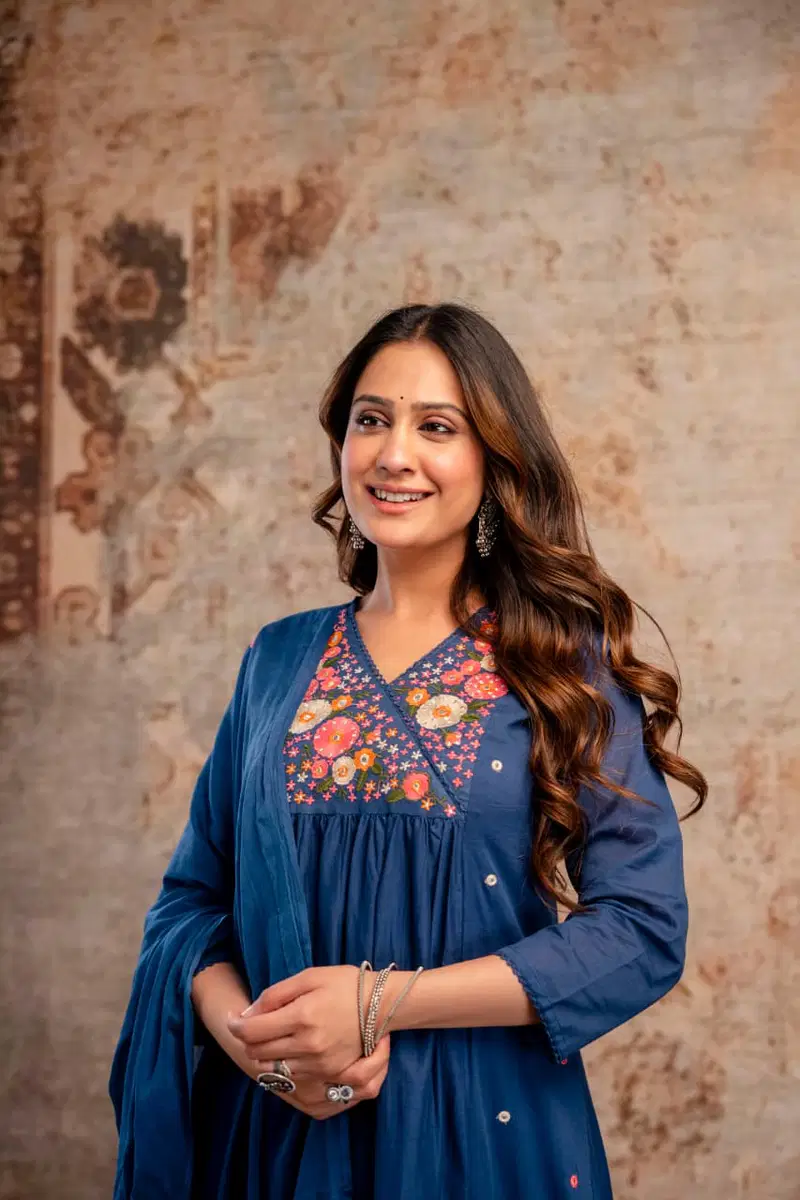 Naisha K 729 Mul Cotton Embroidered Work Kurti Pant And Dupatta Collection