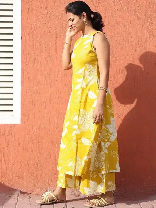 Dhruvi 414 Cotton Both Side Pocket Kurti With Bottom