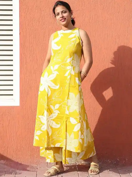 Dhruvi 414 Cotton Both Side Pocket Kurti With Bottom
