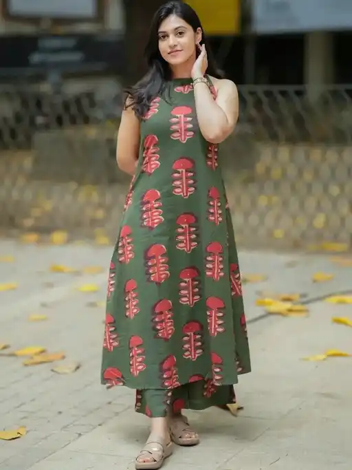 Dhruvi 415 Cotton Both Side Pocket Kurti With Bottom