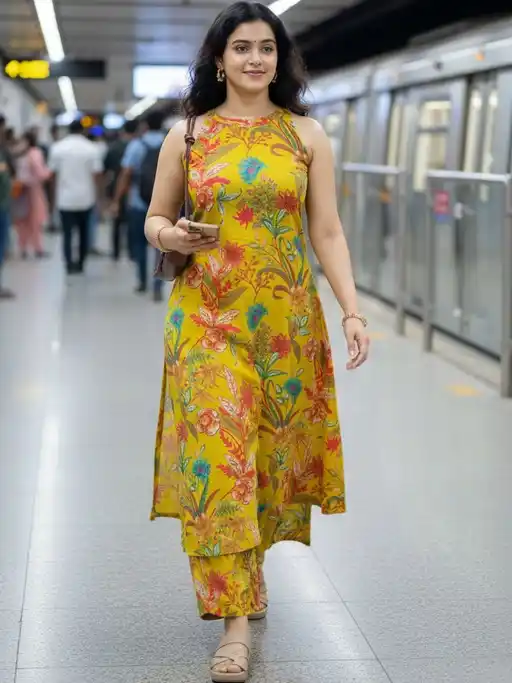 Dhruvi 418 Cotton Both Side Pocket Kurti With Bottom