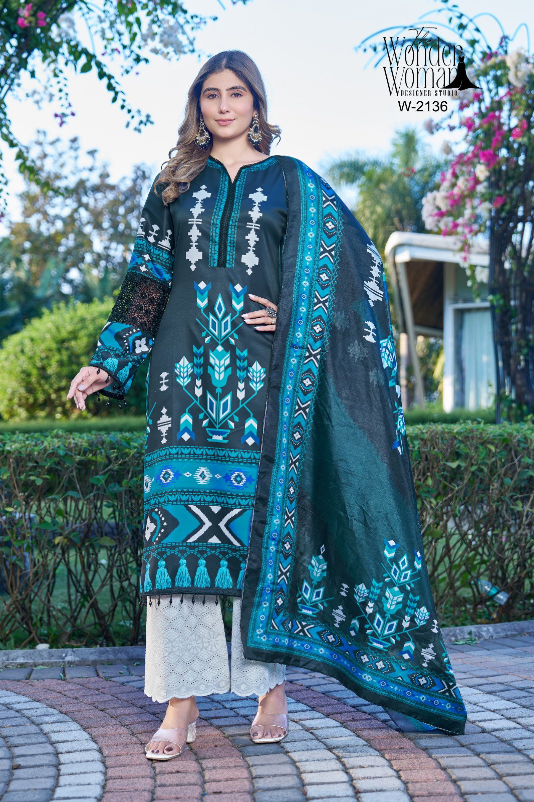 Wonder Women W 2136 Imported Cotton Satin Printed Kurti Bottom With Dupatta
