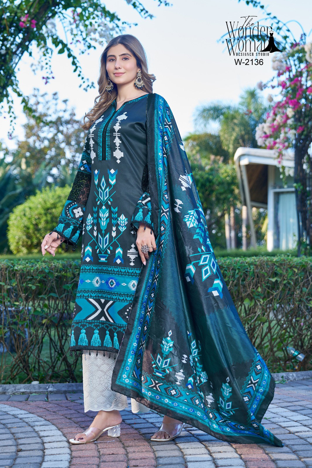 Wonder Women W 2136 Imported Cotton Satin Printed Kurti Bottom With Dupatta