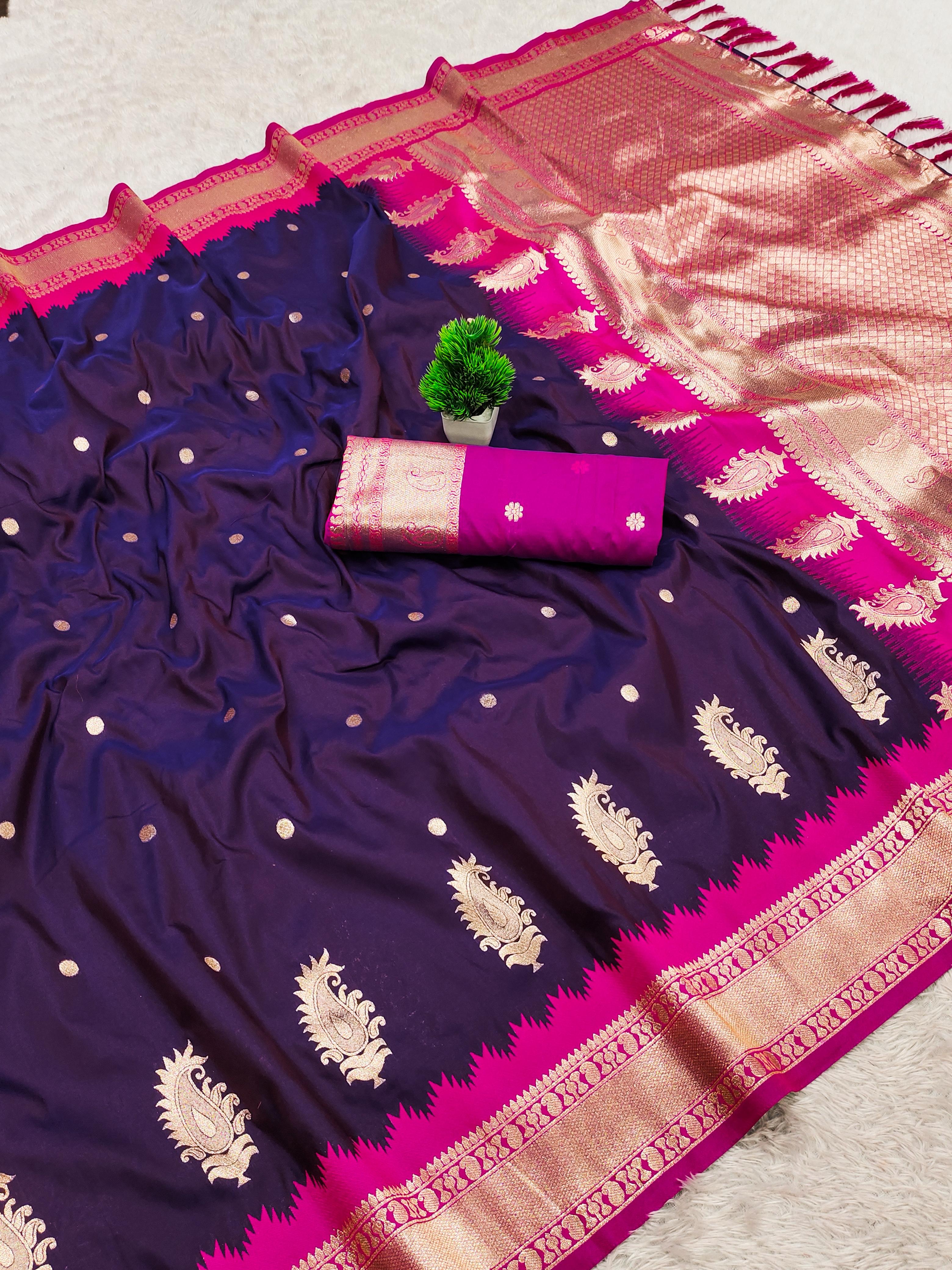 Lekha MN Mango Banarasi Silk Zari Weaving Saree