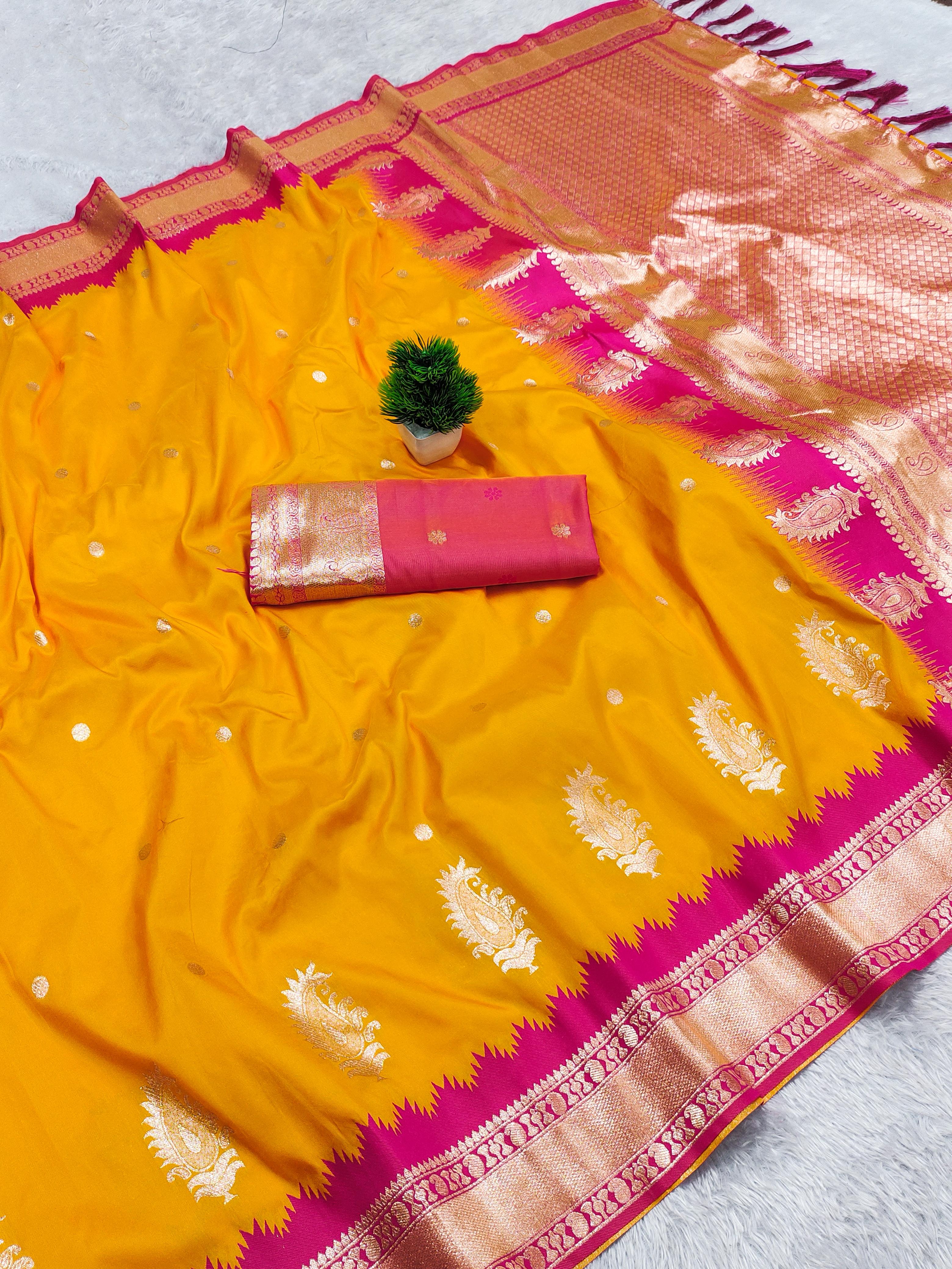 Lekha MN Mango Banarasi Silk Zari Weaving Saree