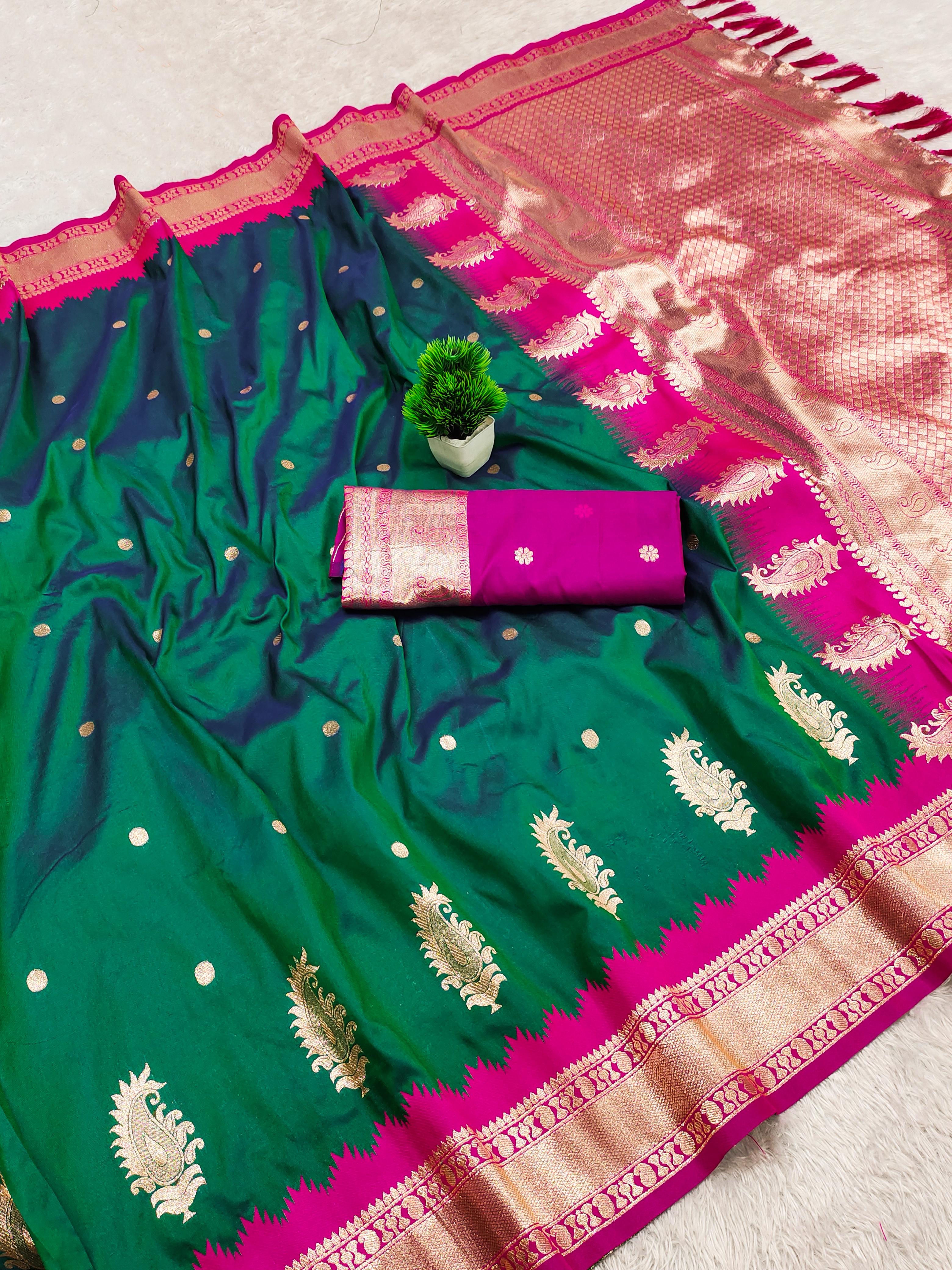 Lekha MN Mango Banarasi Silk Zari Weaving Saree