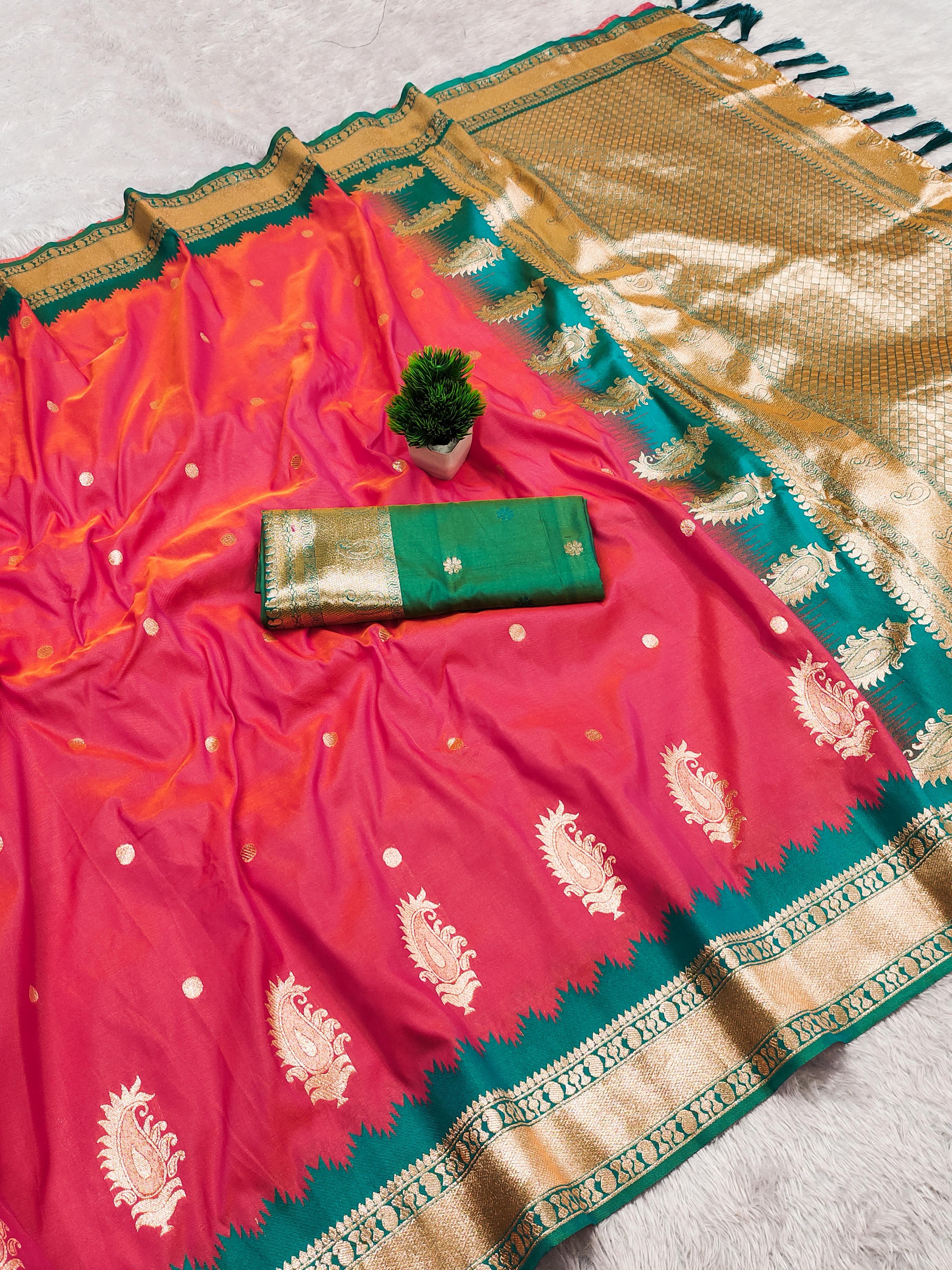 Lekha MN Mango Banarasi Silk Zari Weaving Saree
