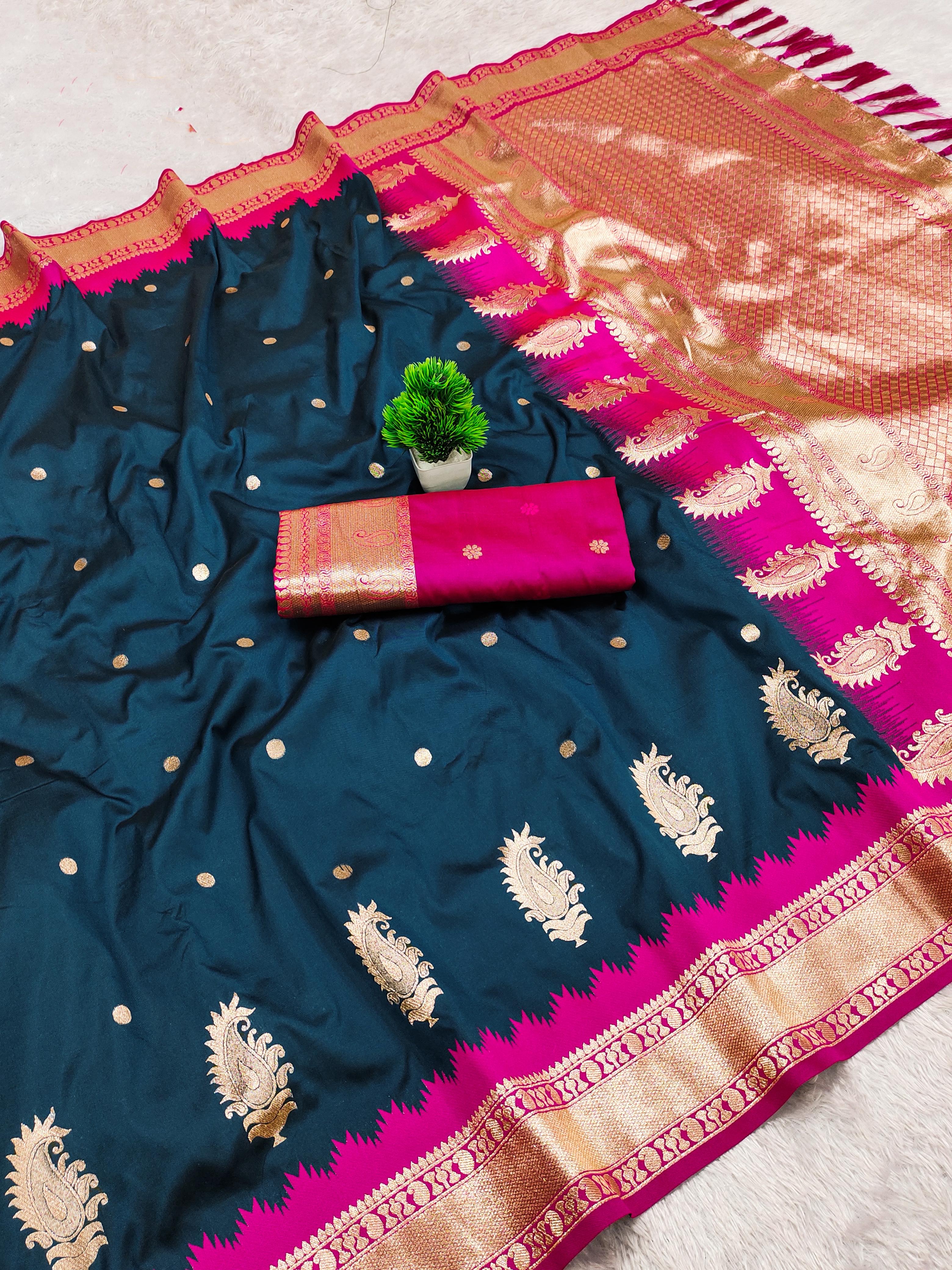 Lekha MN Mango Banarasi Silk Zari Weaving Saree