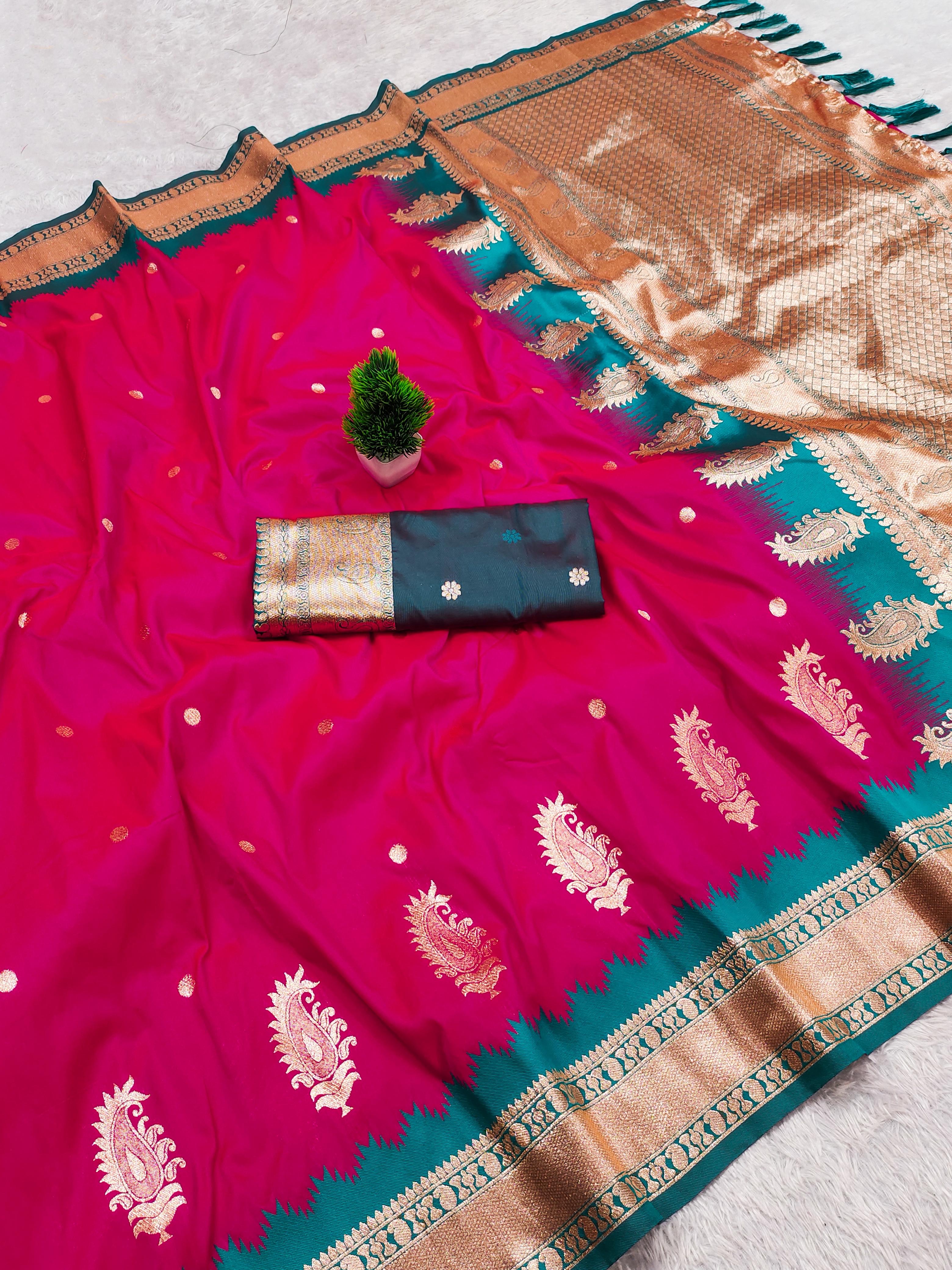 Lekha MN Mango Banarasi Silk Zari Weaving Saree