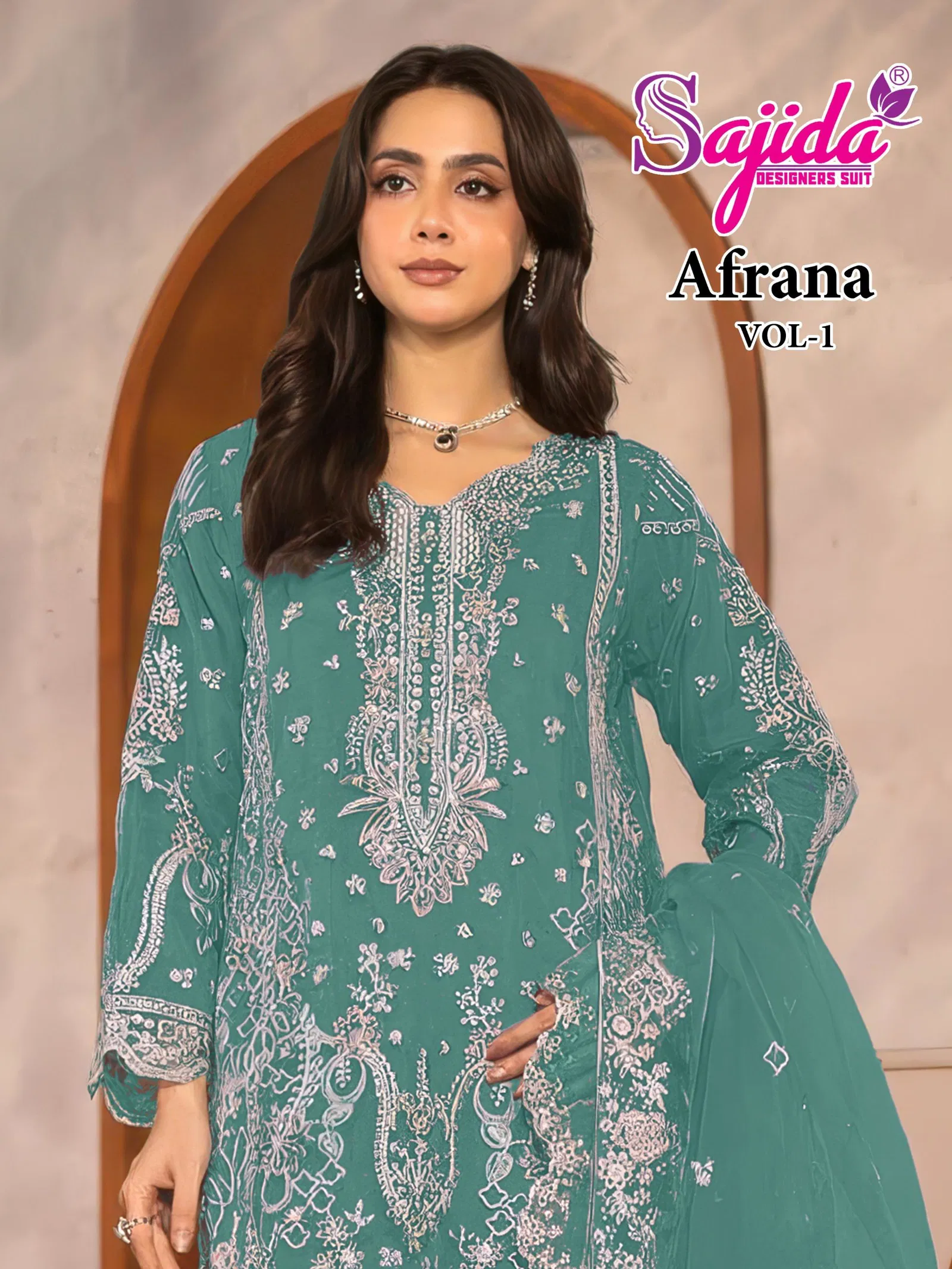 Sajida Afrana Vol 1 Crunchy Silk Embroidered Pakistani Salwar Kameez