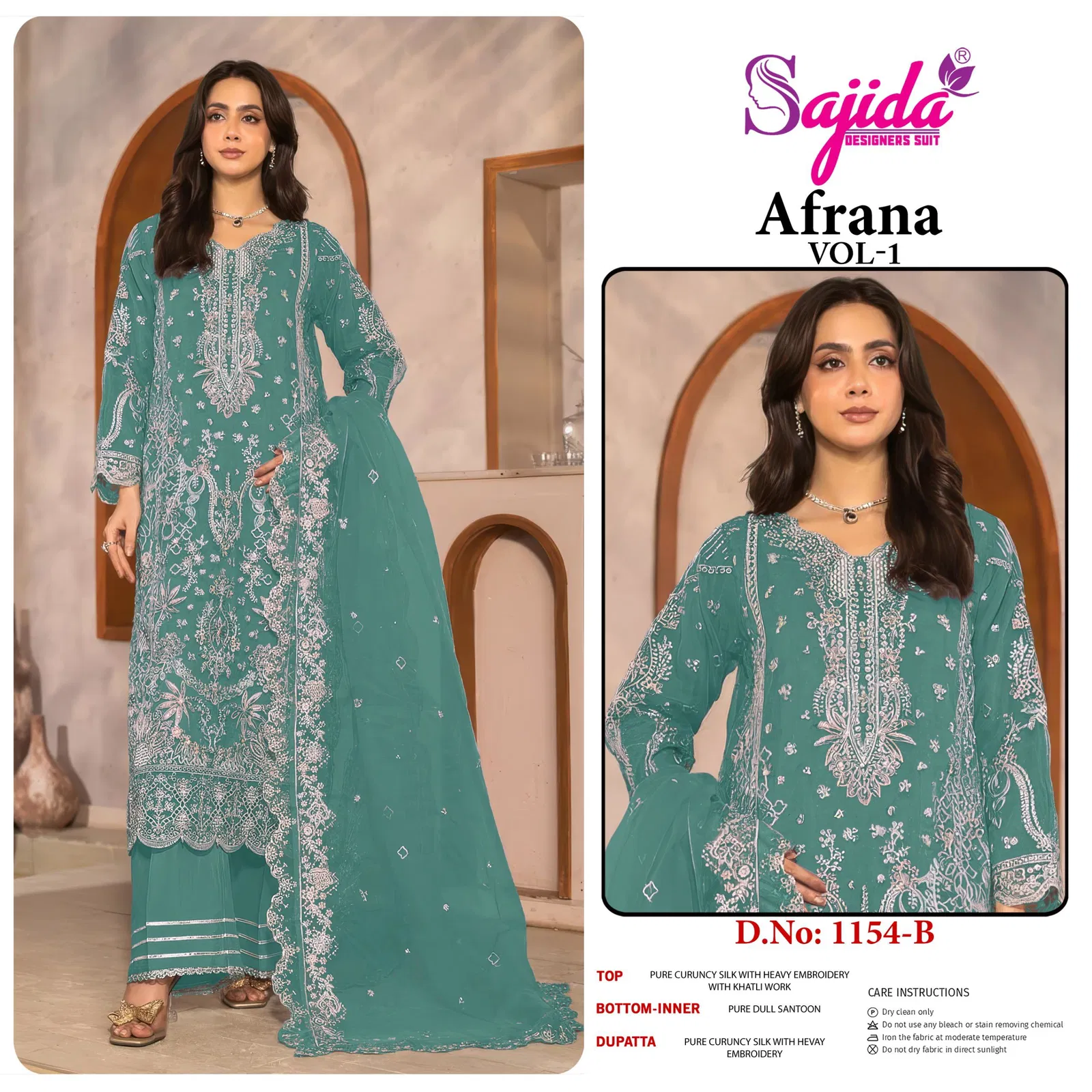 Sajida Afrana Vol 1 Crunchy Silk Embroidered Pakistani Salwar Kameez