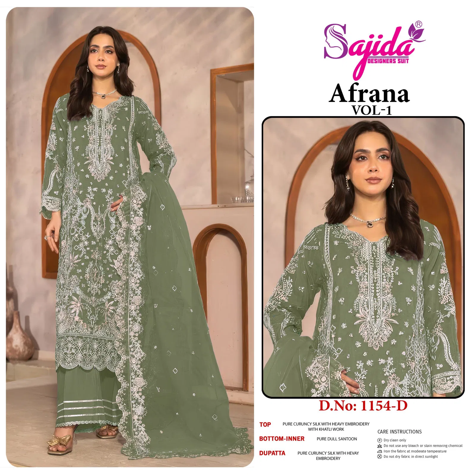 Sajida Afrana Vol 1 Crunchy Silk Embroidered Pakistani Salwar Kameez