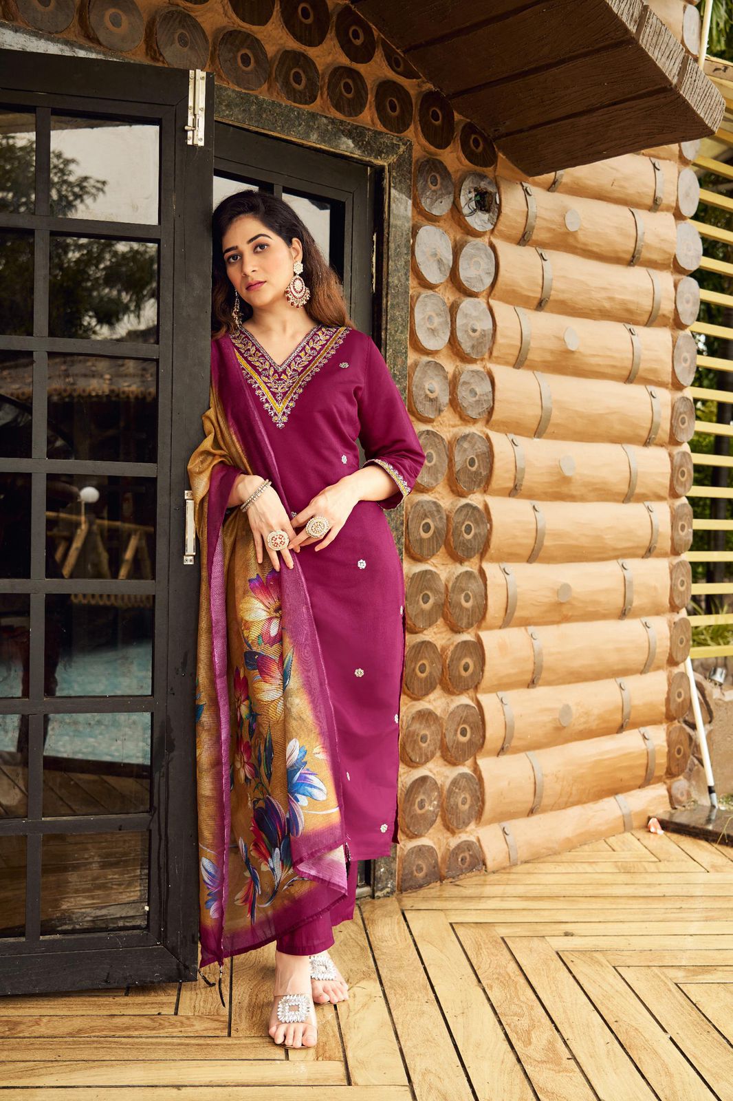NCO 53 Roman Silk Embroidery Sequins Kurti Bottom With Dupatta