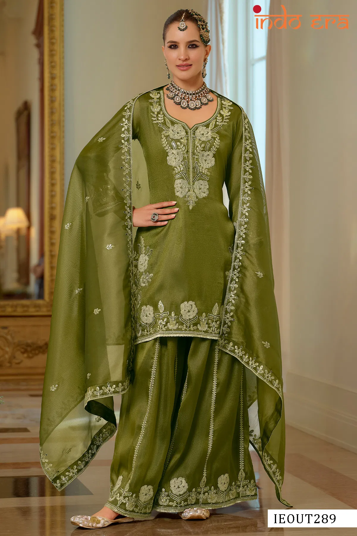 Indo Era 2607 Silk Blend Embroidered Thread Worked Designer Salwar Kameez