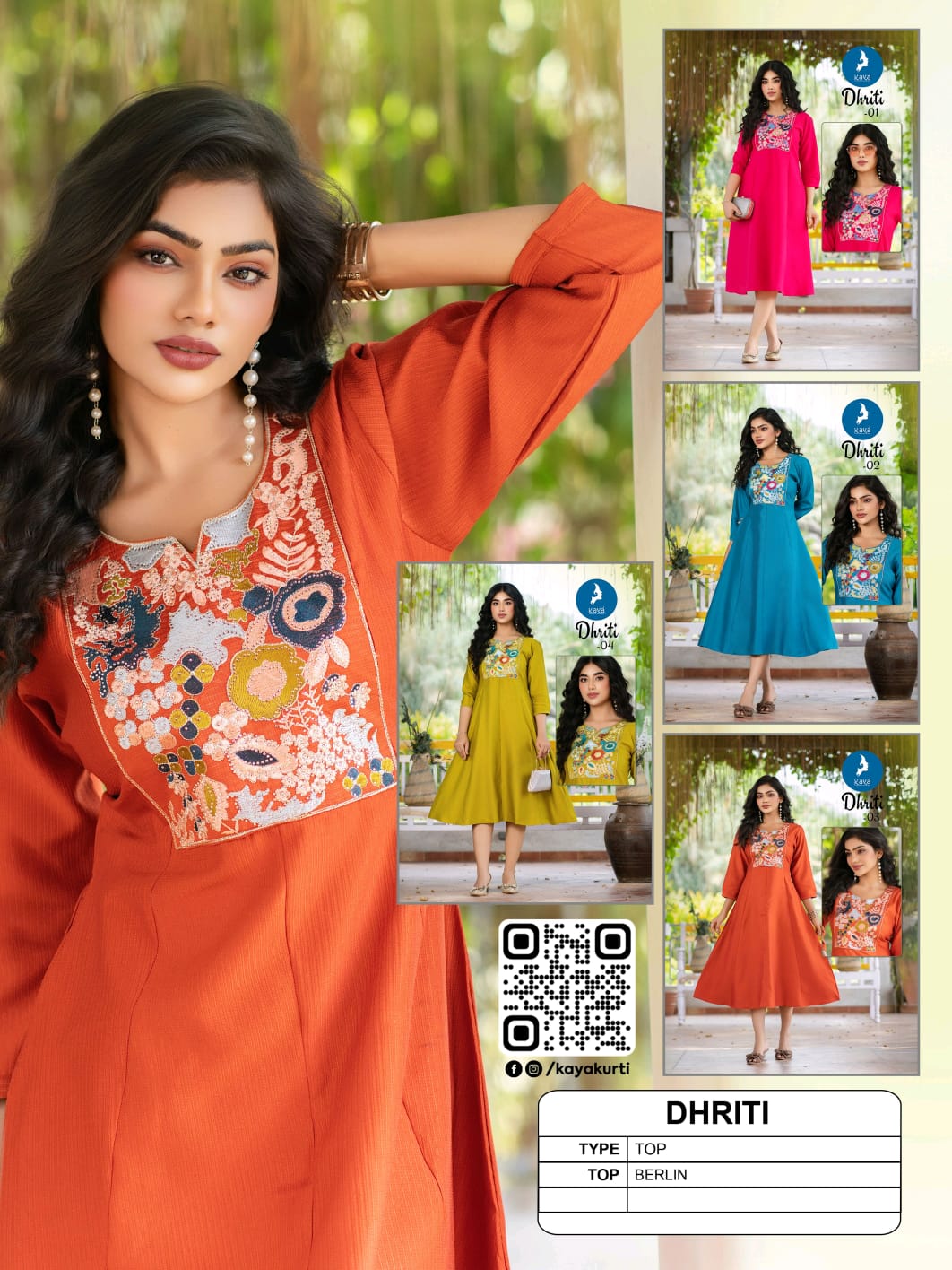 Kaya Dhriti Berlin Fancy Embroidered Kurti Collection