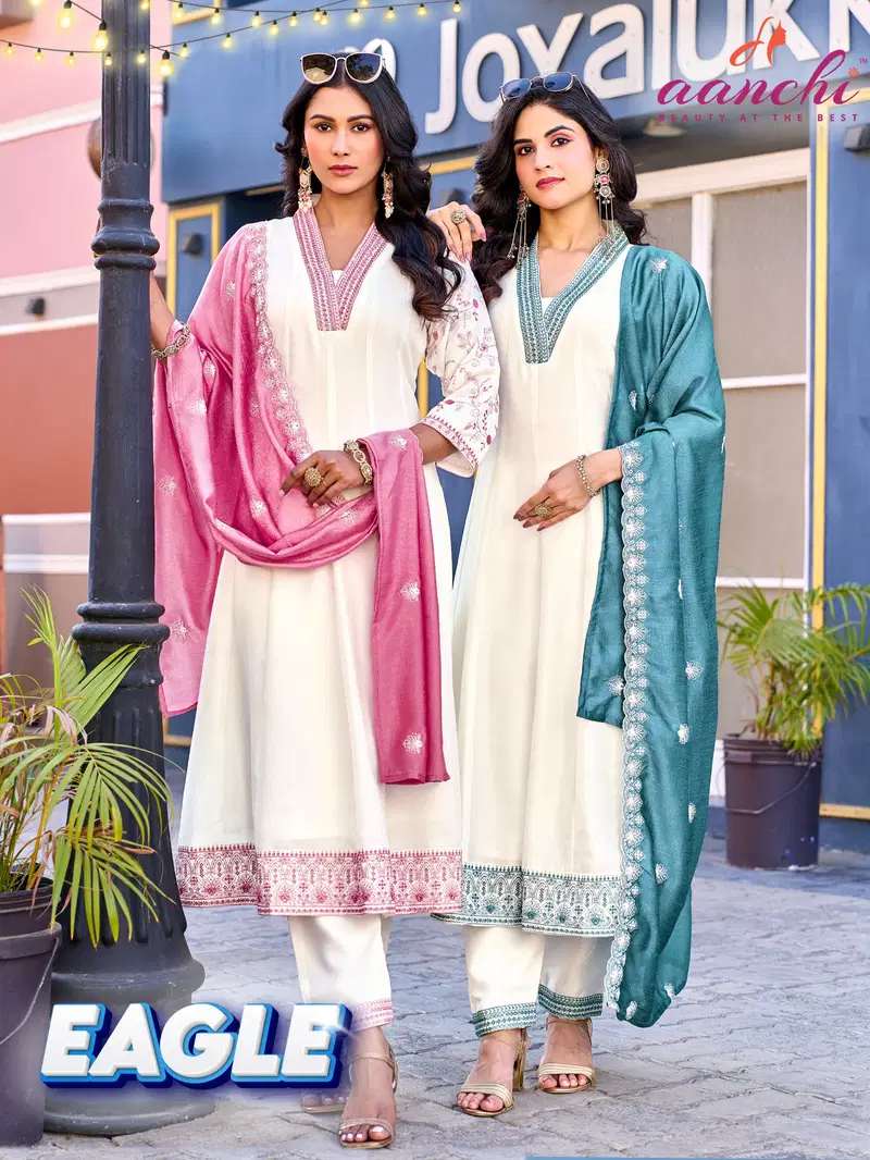 Aanchi Eagle Vichitra Silk Fancy Kurti Bottom With Dupatta