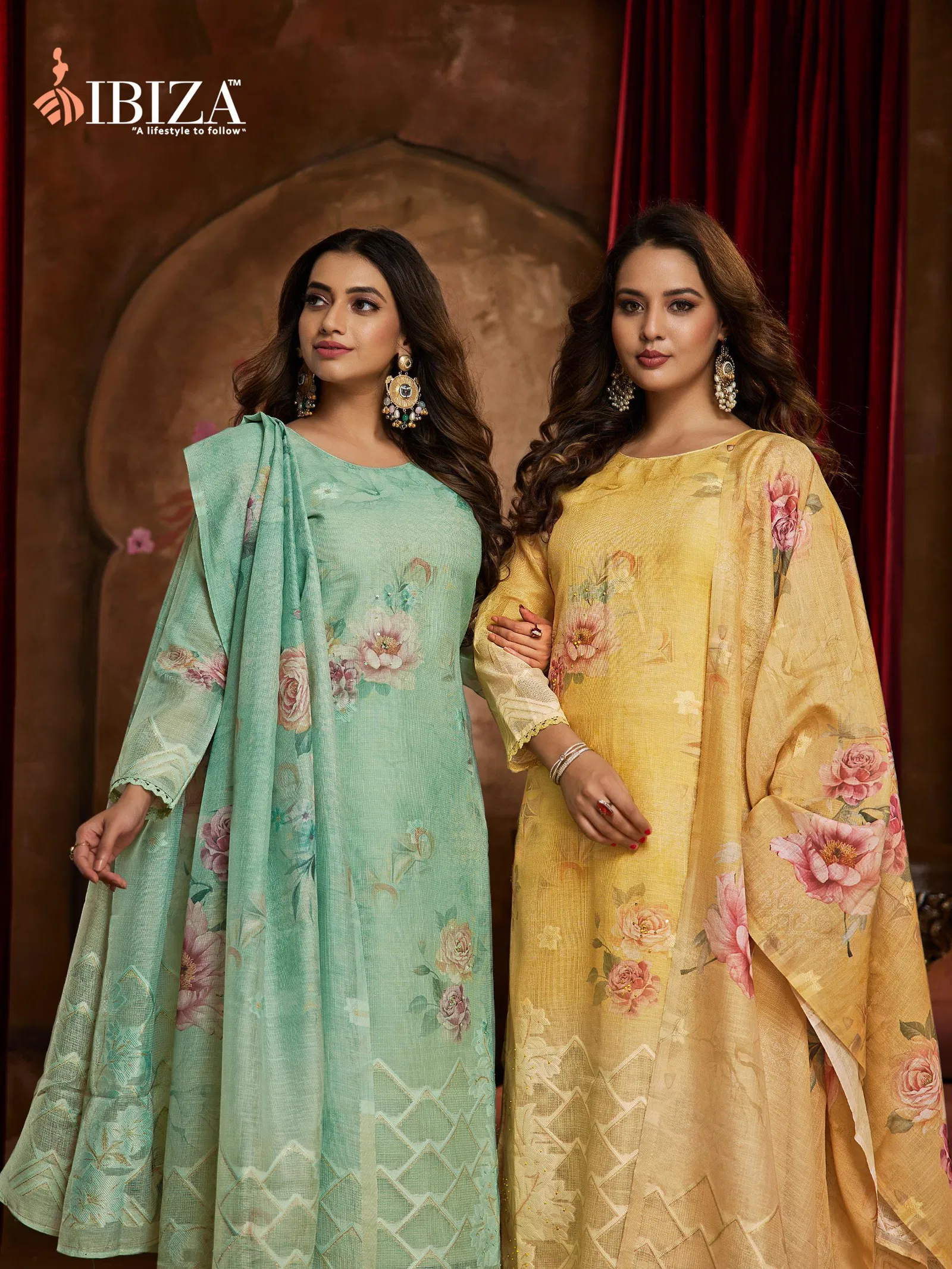 Ibiza Lime Light Pure Linen Designer Salwar Kameez Collection