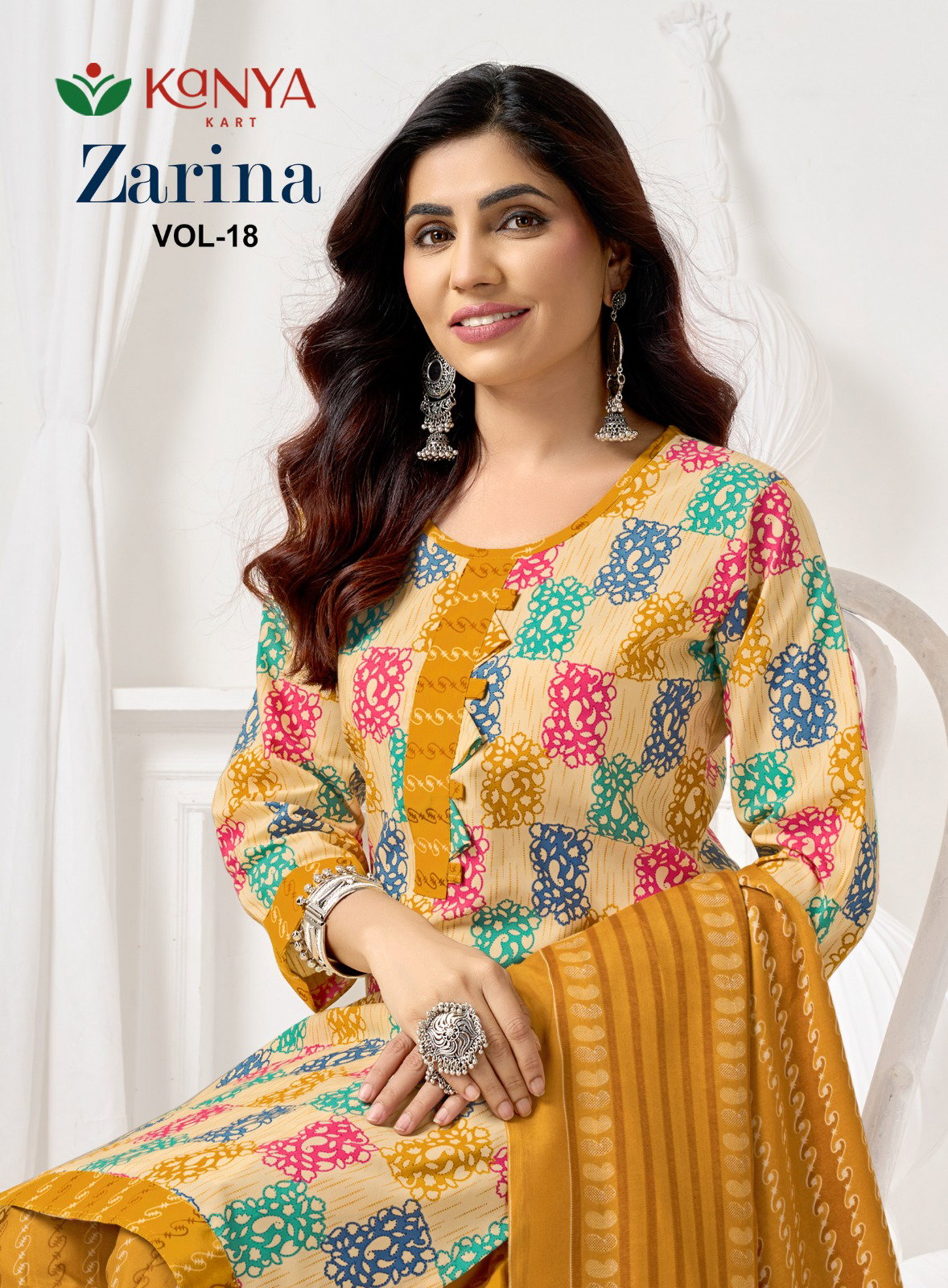 Kanya Zarina Vol 18 Mixed Fabric Patiyala Top Bottom Set