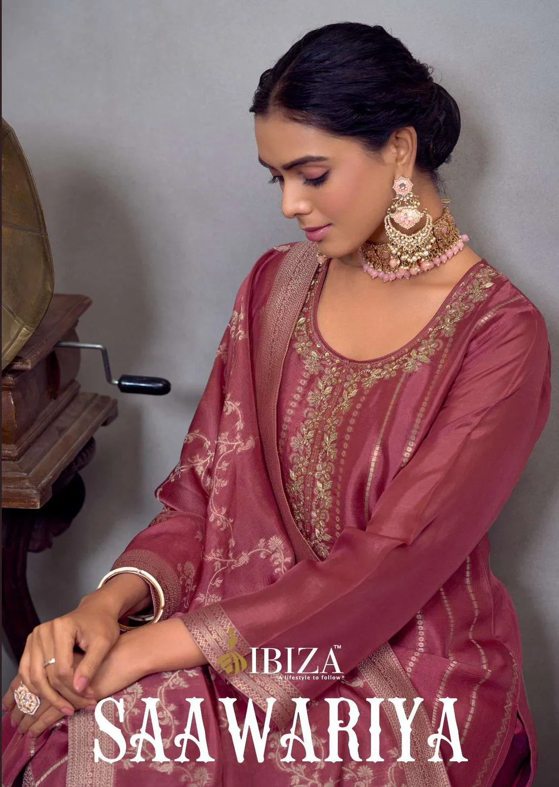 Ibiza Saawariya Kosa Silk Jacquard Handwork Salwar Kameez Collection