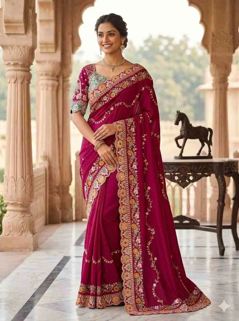 Kc 2095 Rangoli Silk Sequence Embroidery Worked Designer Saree Collection