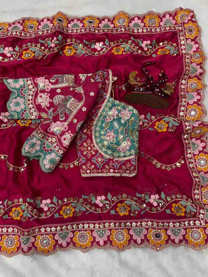 Kc 2095 Rangoli Silk Sequence Embroidery Worked Designer Saree Collection