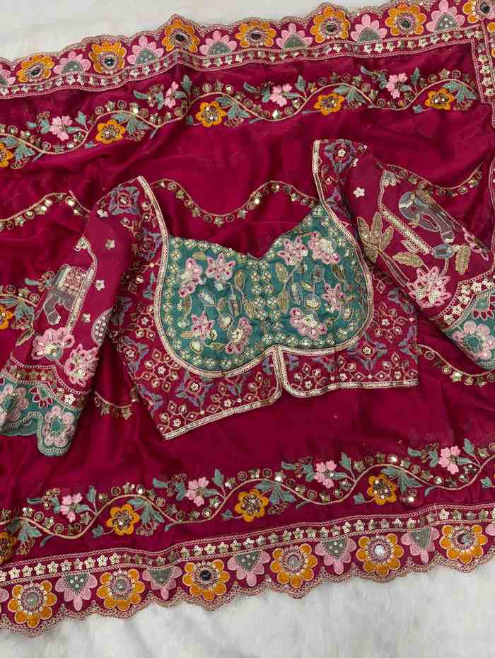 Kc 2095 Rangoli Silk Sequence Embroidery Worked Designer Saree Collection